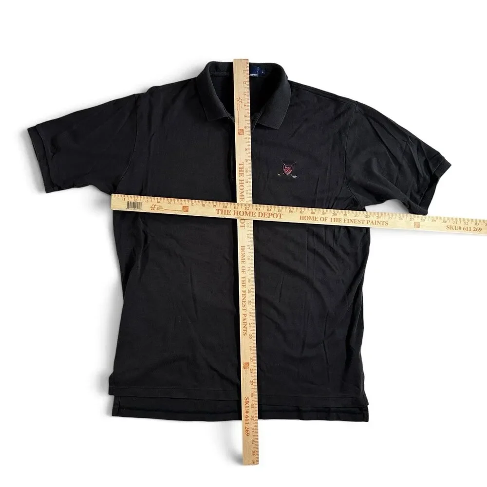 POLO Ralph Lauren Vintage Black Golf  Polo Shirt L 100% Cotton Embroidered Crest
